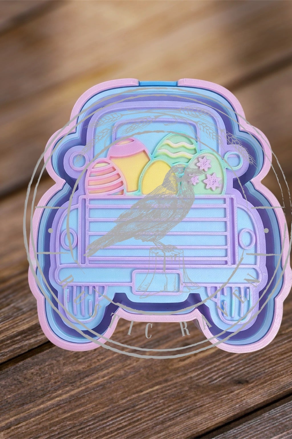 #262 Easter Truck With Eggs Freshie Mold Exclusie Can Be Used With Leopard & Lace Cardstock