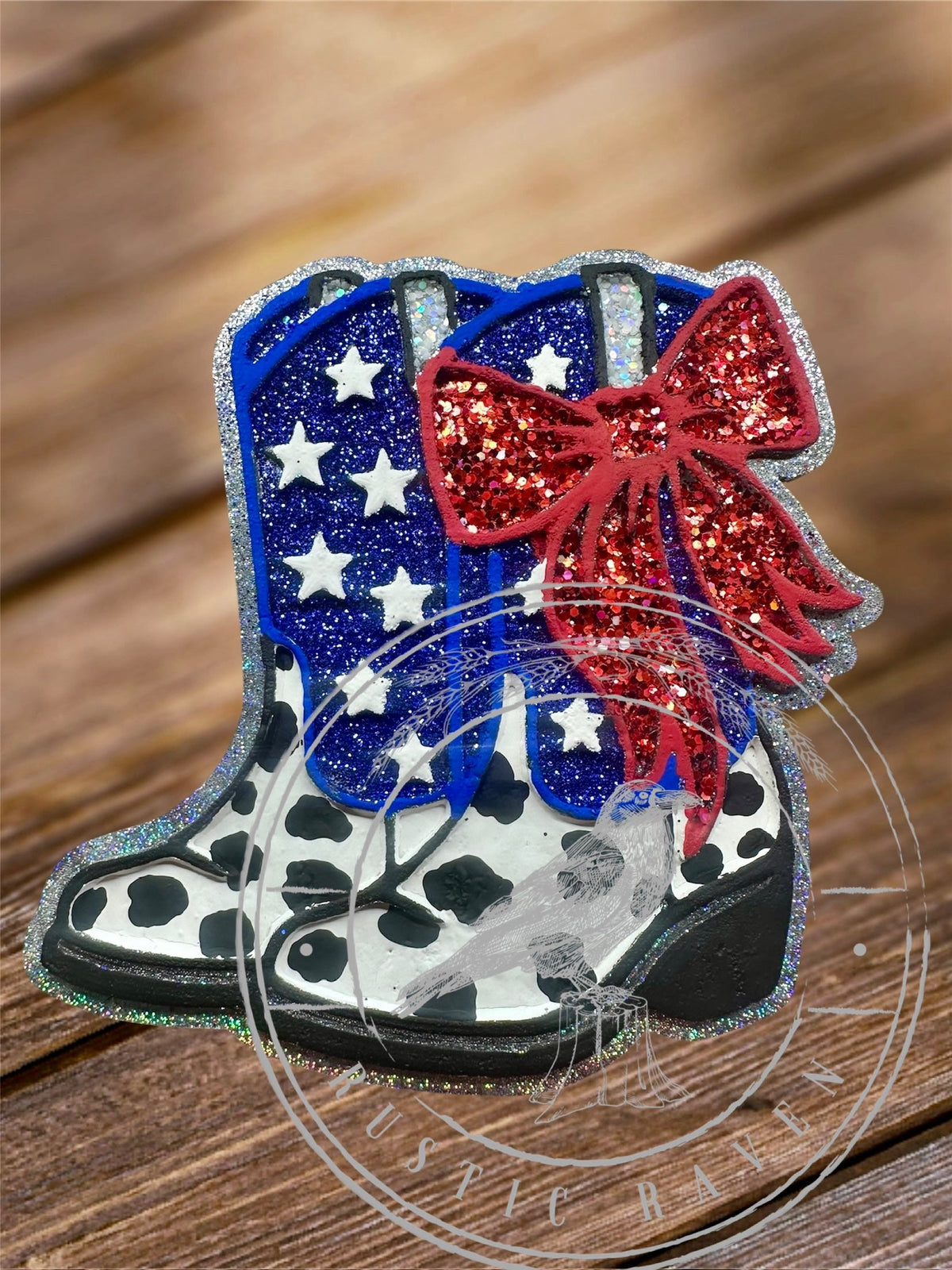 #171 Western American Flag Patriotic Cowboy Cowgirl Boot Freshie Mold Exclusive Can Be Used With Leopard & Lace Cardstock
