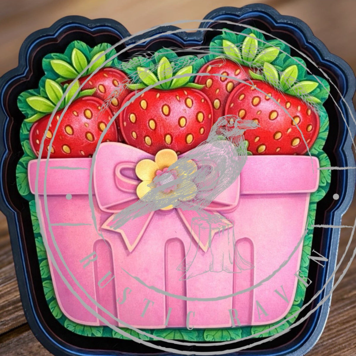 #88 Strawberries Strawberry Basket With Flower & Bow Freshie Mold Exclusive