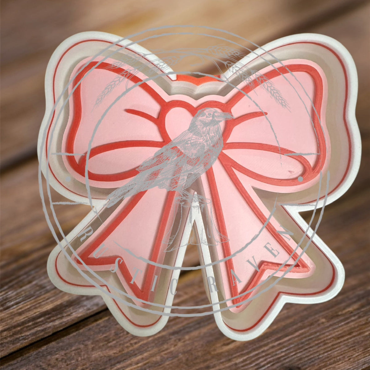 #114 Valentines Bow Heart Center Freshie Mold Exclusive Can Be Used With Leopard & Lace Cardstock