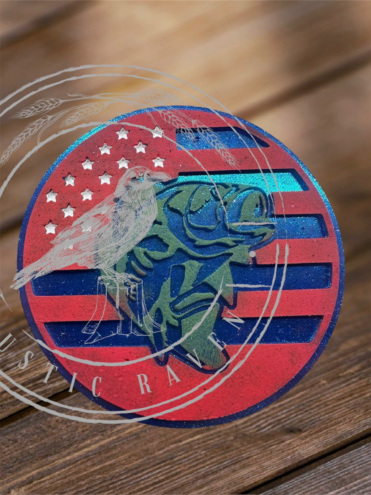 #288 Men Man America Flag Patriotic Circle Bass Fish Freshie Mold Exclusive