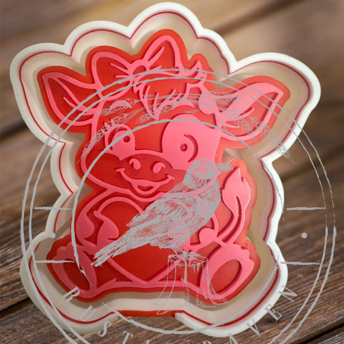 #117 Valentines Cow Heart With Bow Freshie Mold Exclusive