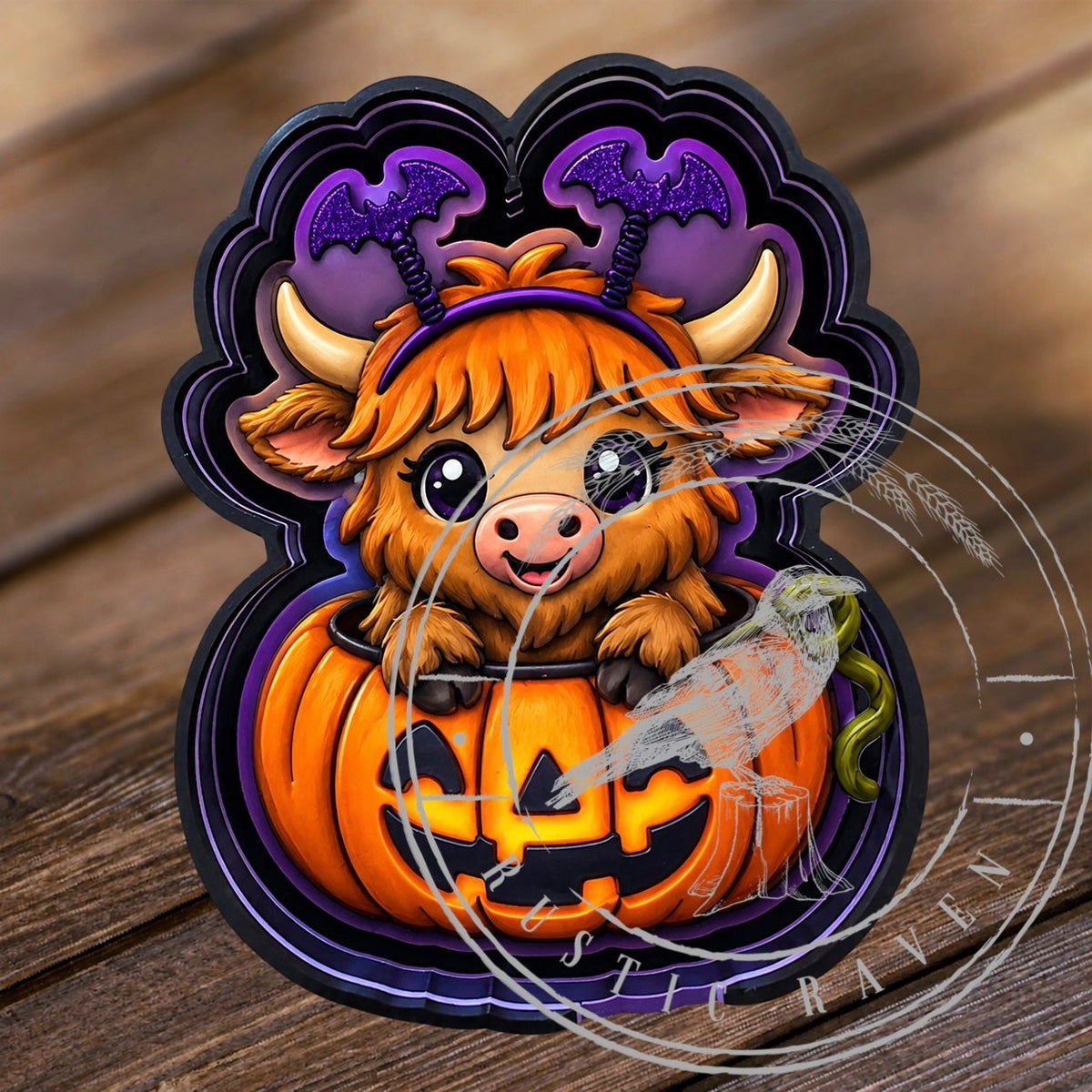 #392 Daisy Mae Highland Cow Halloween Bats Pumpkin Freshie Mold Exclusive