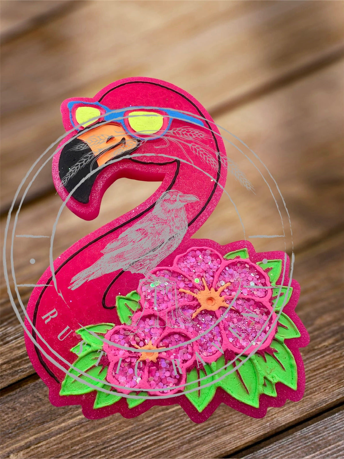 #239 Hawaiian Flamingo Flowers Sunglasses Freshie Mold Exclusive Can Be Used With Leopard & Lace Cardstock