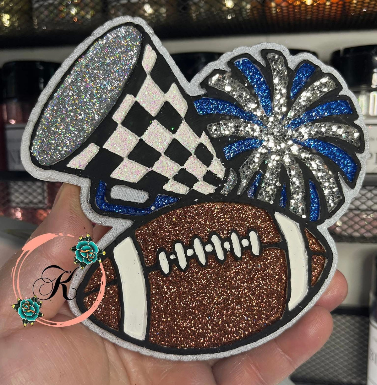 #278 Football Cheer Checkers Game Day Freshie Mold Exclusive