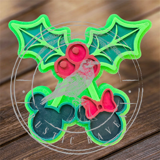 #497 Holly berry Mouse Ears bow Cherrys Christmas Winter Freshie Mold Exclusive Can be used with Leopard & Lace Cardstock