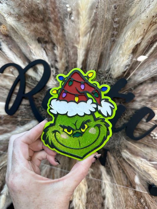 #540 Green Man Mean One Christmas Lights Freshie Mold Exclusive
