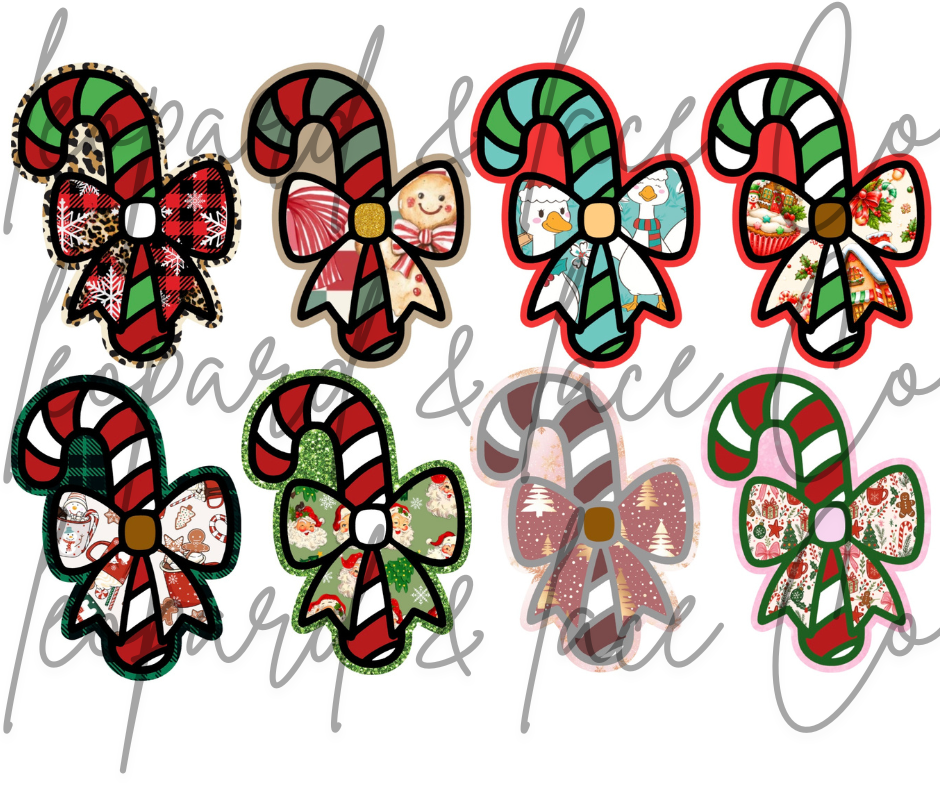 #504 Candy Cane Bow Christmas Winter Freshie Mold Exclusive Can be used with Leopard & Lace Cardstock