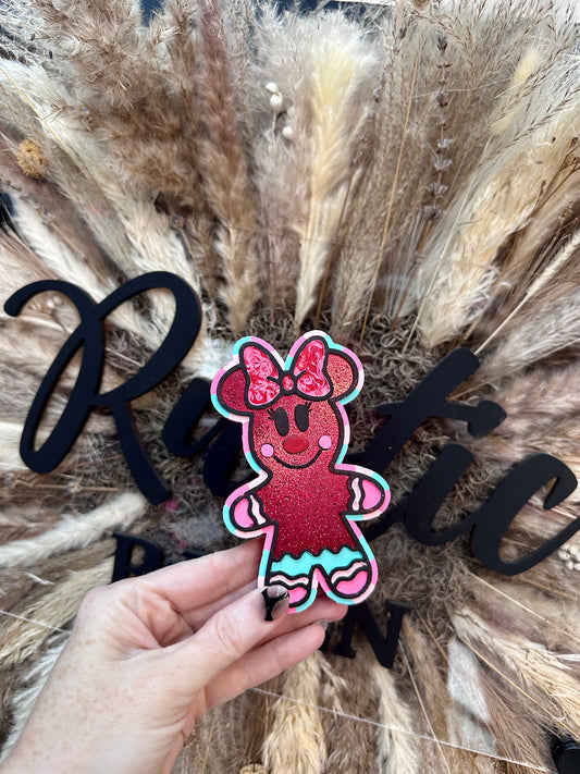 #533 Gingerbread Girl Bow Mouse Ears Magical Christmas Freshie Mold Exclusive Can be used with Leopard & Lace Cardstock
