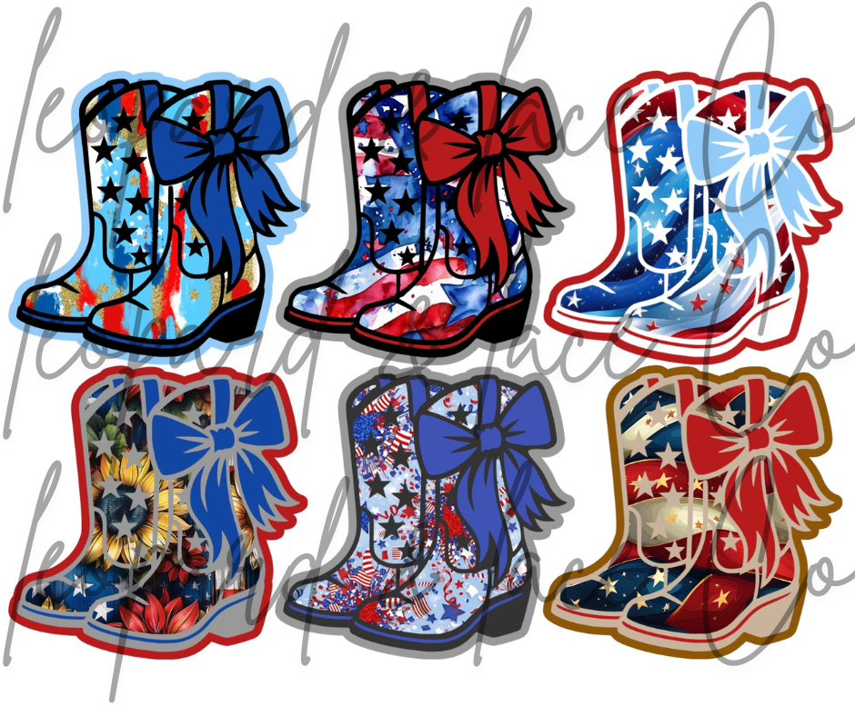 #171 Western American Flag Patriotic Cowboy Cowgirl Boot Freshie Mold Exclusive Can Be Used With Leopard & Lace Cardstock