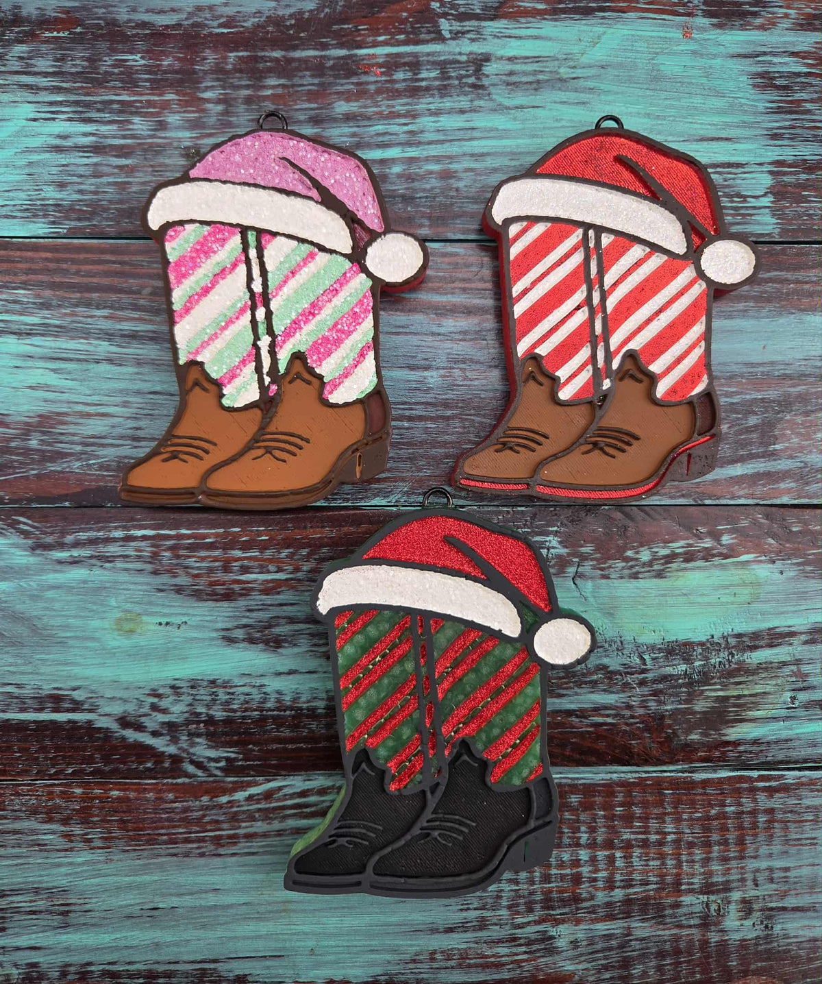 #46 Christmas Candy Cane Western Boots Freshie Mold Exclusive