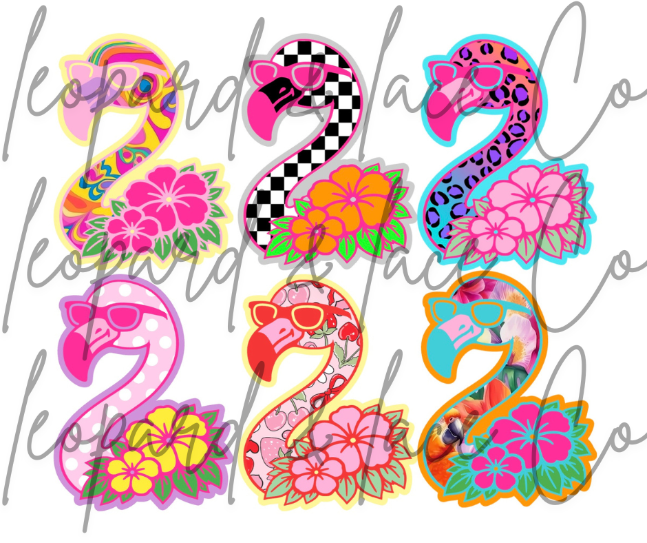 #239 Hawaiian Flamingo Flowers Sunglasses Freshie Mold Exclusive Can Be Used With Leopard & Lace Cardstock