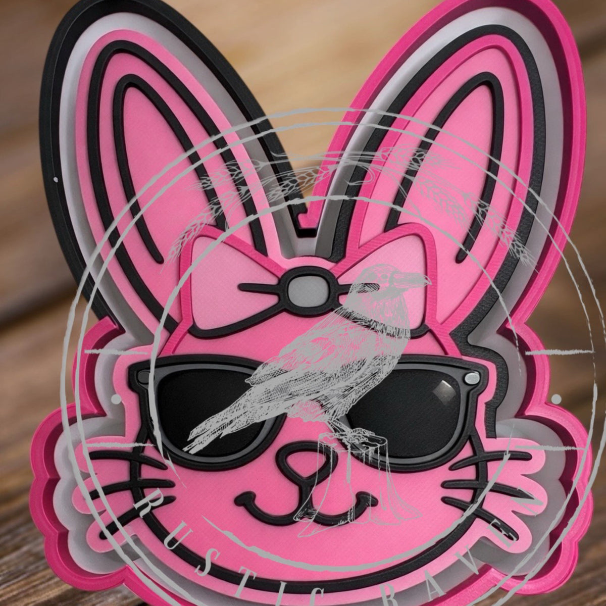 #253 Easter Bunny Rabbit With Sunglasses & Bow Freshie Mold Exclusive Can Be Used With Leopard & Lace Cardstock