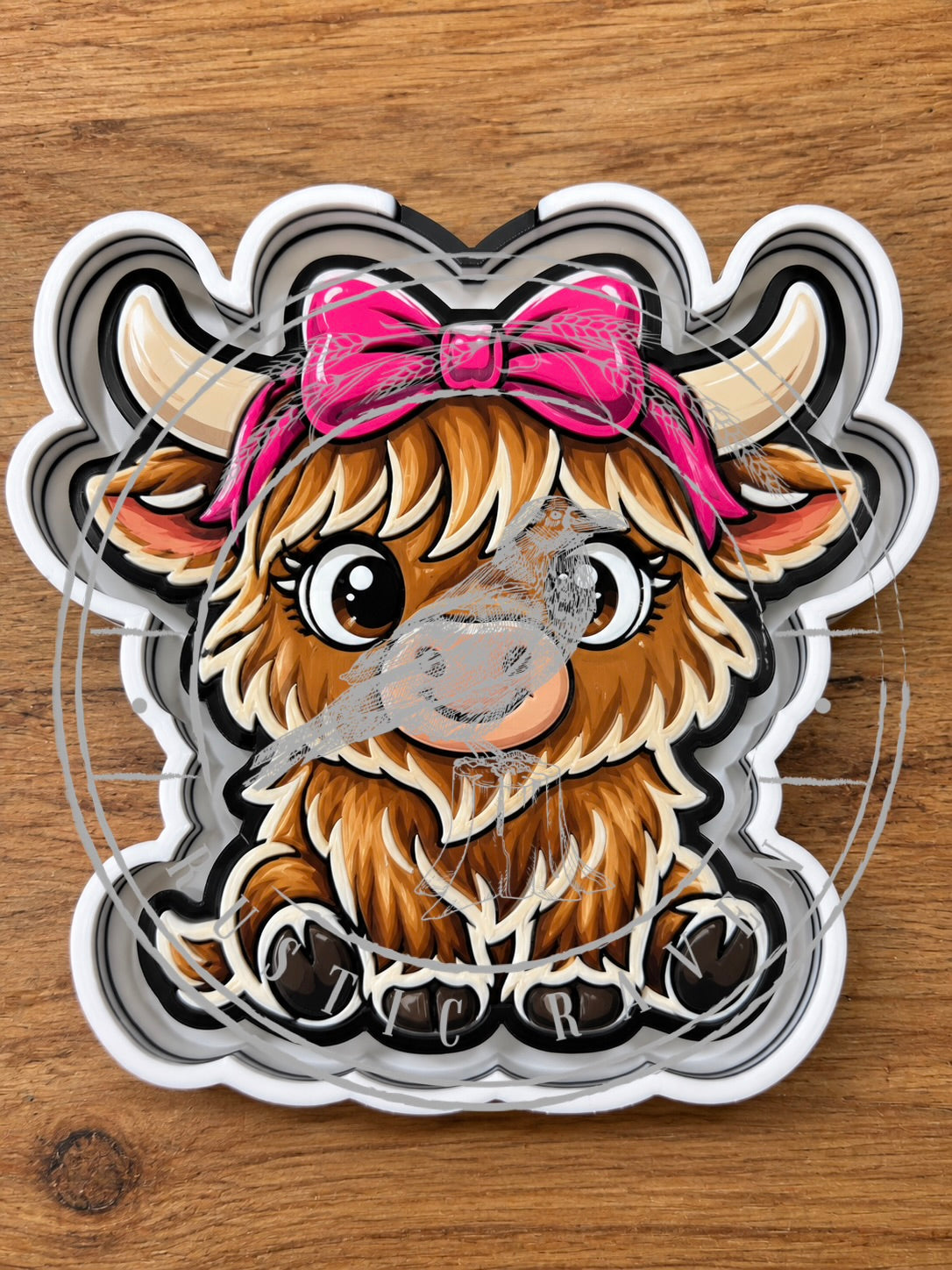 #530 Daisy Mae Highland Cow Headband Bow freshie mold exclusive
