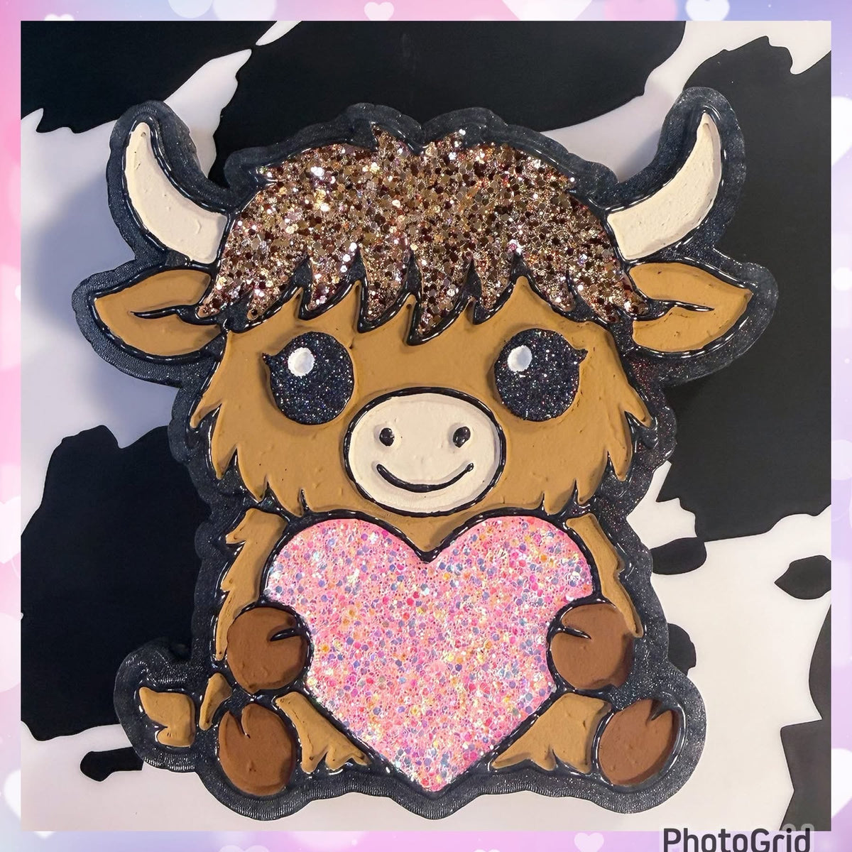 #109 Daisy Mae Highland Cow Valentines Heart Freshie Mold Exclusive