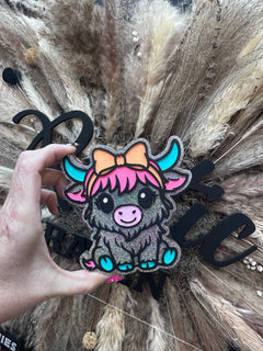 #530 Daisy Mae Highland Cow Headband Bow freshie mold exclusive