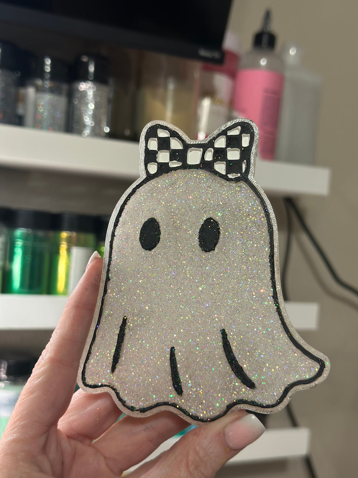 #383 Halloween Checkered Boo Ghost Freshie Mold Exclusive