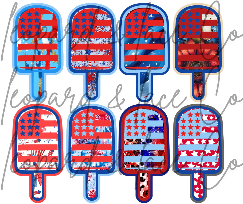 #362 American Flag Patriotic Popsicle Freshie Mold Exclusive Can Be Used With Leopard & Lace Cardstock