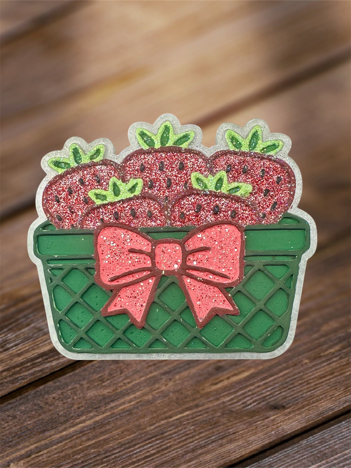#89 Strawberries Strawberry Basket With Bow Freshie Mold Exclusive