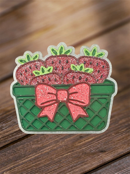 #89 Strawberries Strawberry Basket With Bow Freshie Mold Exclusive