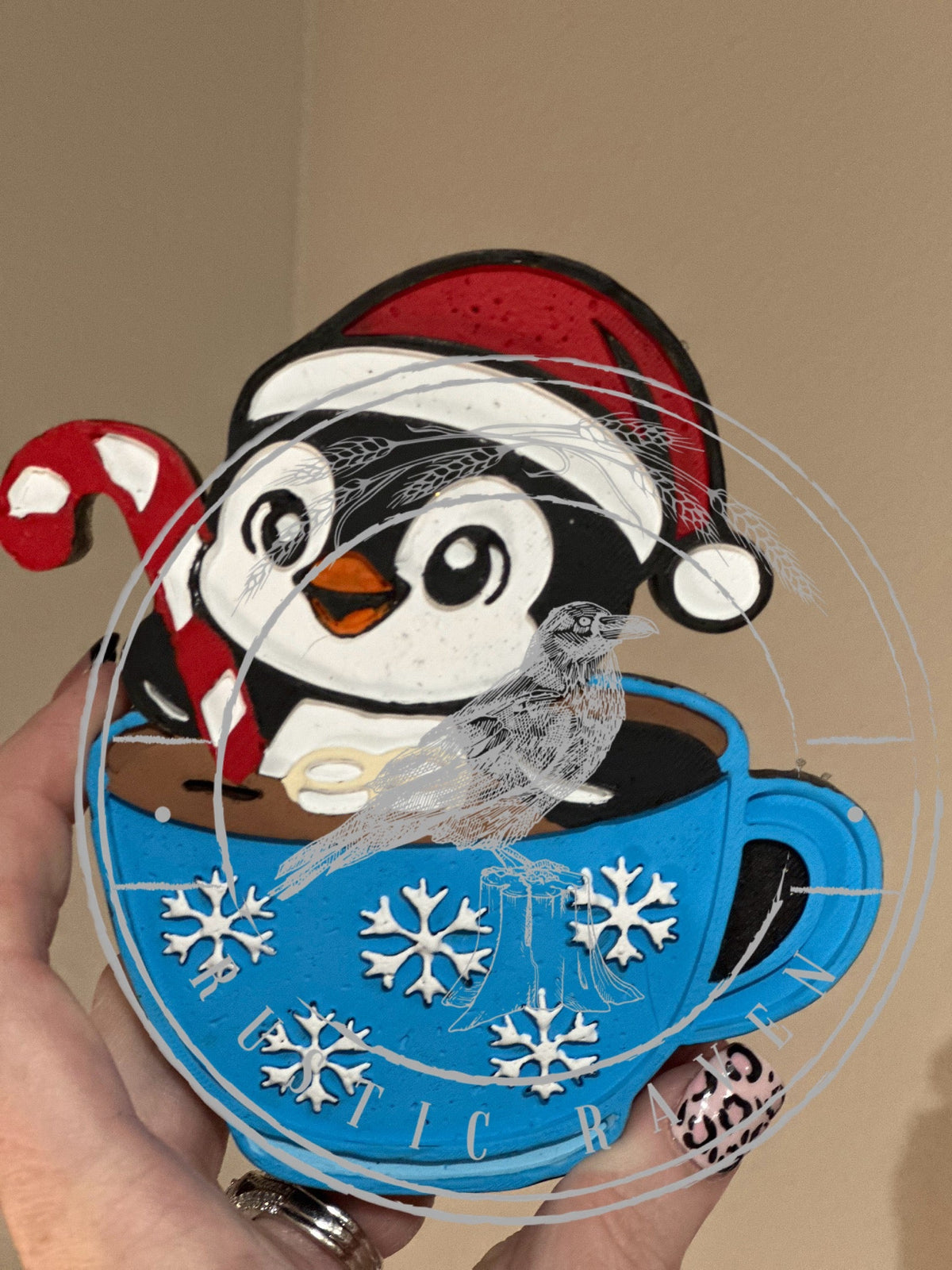 #43 Christmas Flipper Claus Penguin in Hot Cocoa Cup Freshie Mold Exclusive