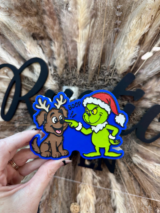 #545 Green man mean one Christmas dog Max Boop Freshie Mold Exclusive