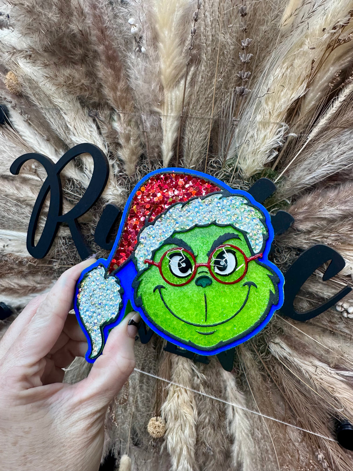 #508 Green Man Mean Santa Hat Glasses Christmas Freshie Mold Exclusive