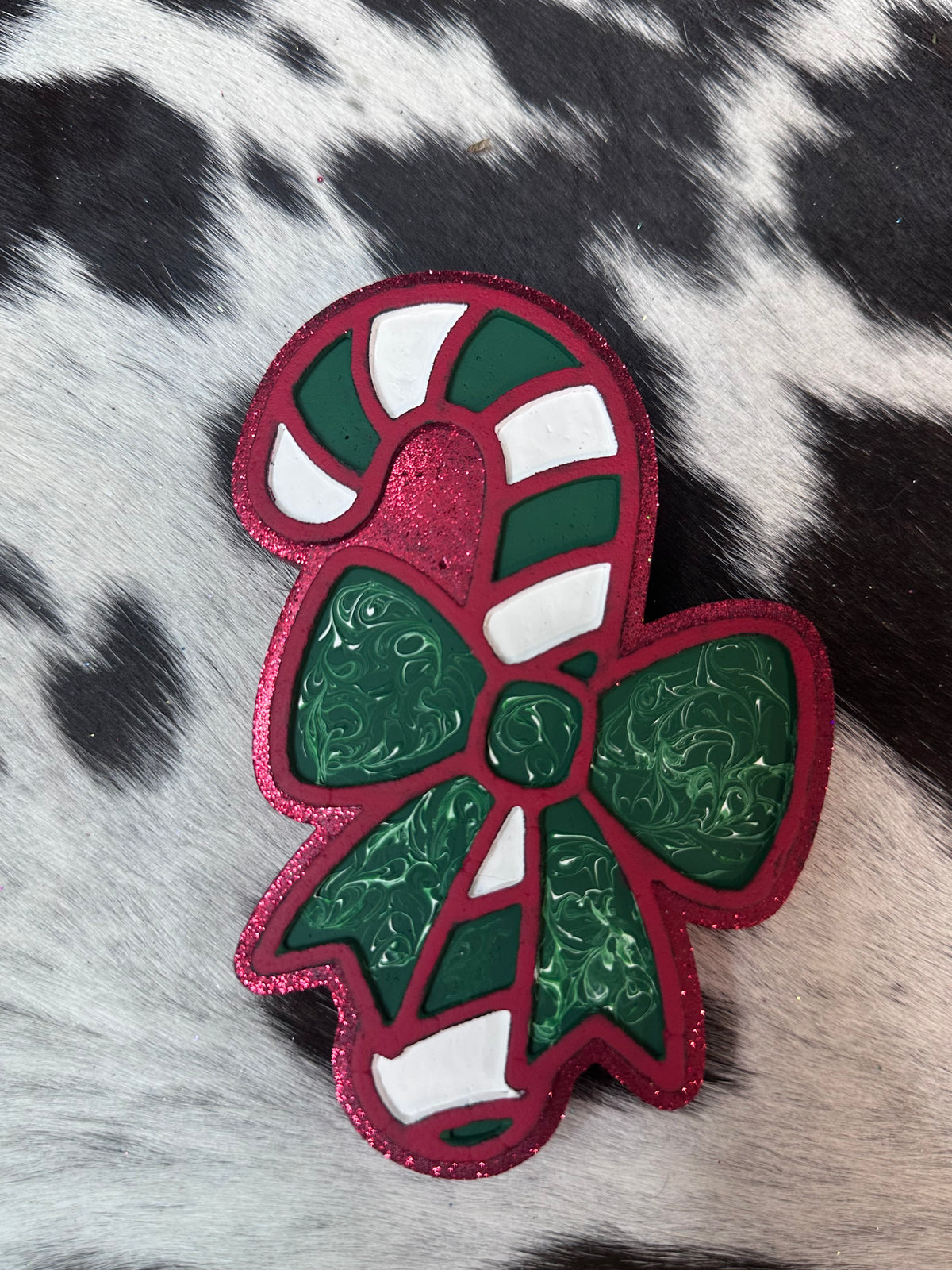 #504 Candy Cane Bow Christmas Winter Freshie Mold Exclusive Can be used with Leopard & Lace Cardstock