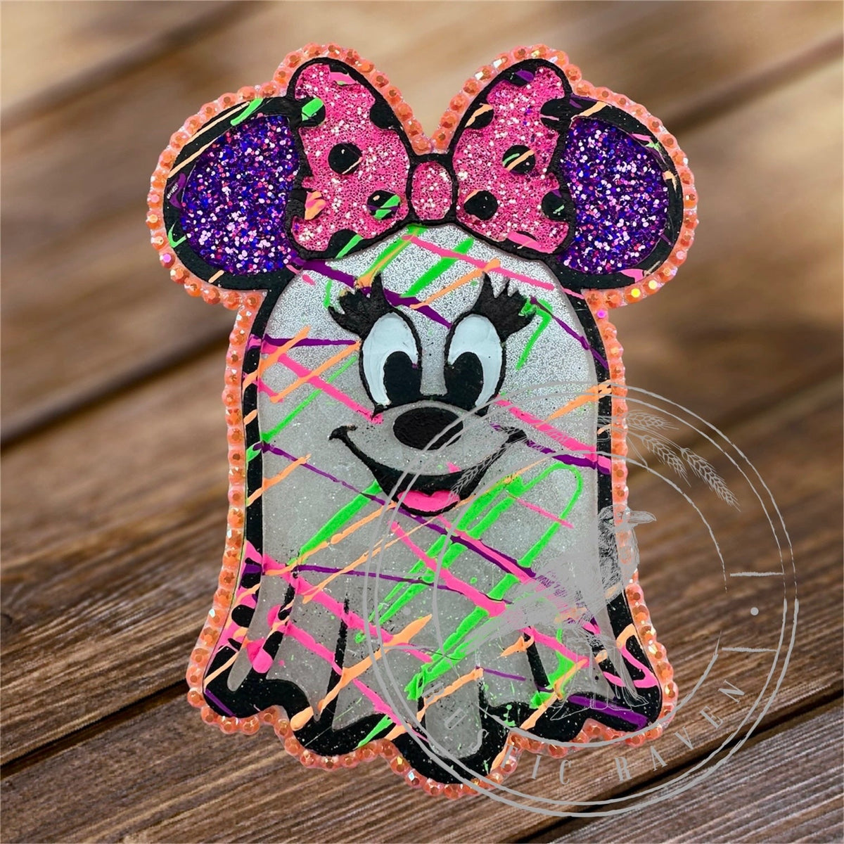 #405 Halloween Mouse Bow Ears Ghost freshie mold exclusive can be used with Leopard & Lace Cardstock