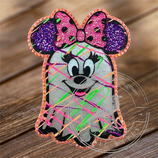 #405 Halloween Mouse Bow Ears Ghost freshie mold exclusive can be used with Leopard & Lace Cardstock