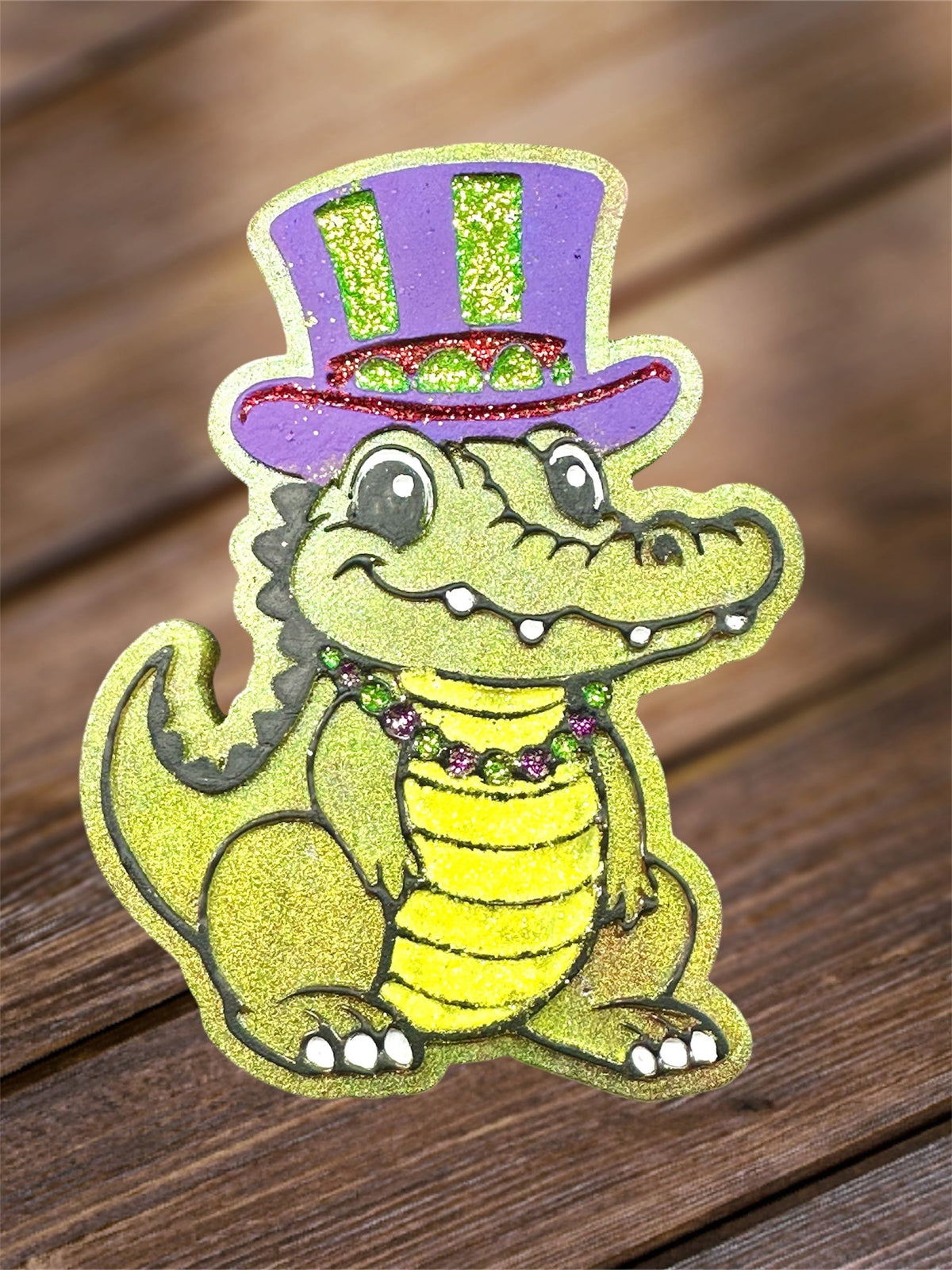 #129 Mardi Gras Alligator Crocodile Hat Freshie Mold Exclusive