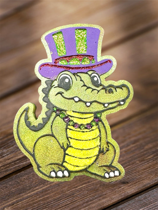 #129 Mardi Gras Alligator Crocodile Hat Freshie Mold Exclusive