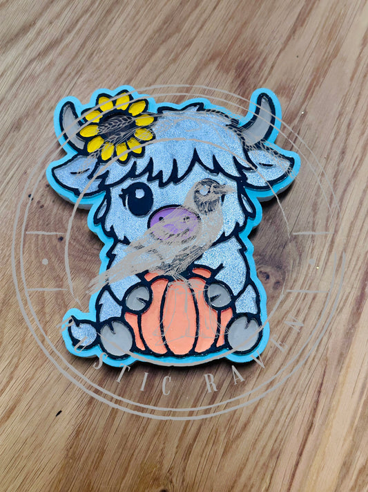 #486 Daisy Mae Cow Highland Flower Pumpkin Thanksgiving Fall Freshie Mold Exclusive