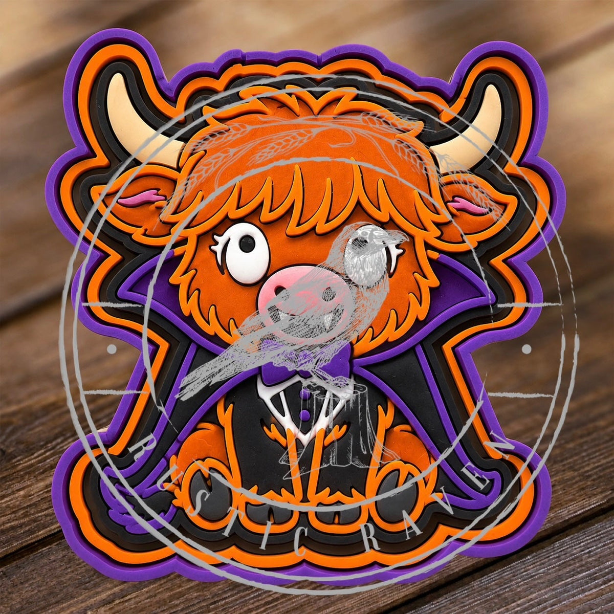 #398 Halloween Daisy Mae Highland Cow Vampire Dracula Freshie Mold Exclusive