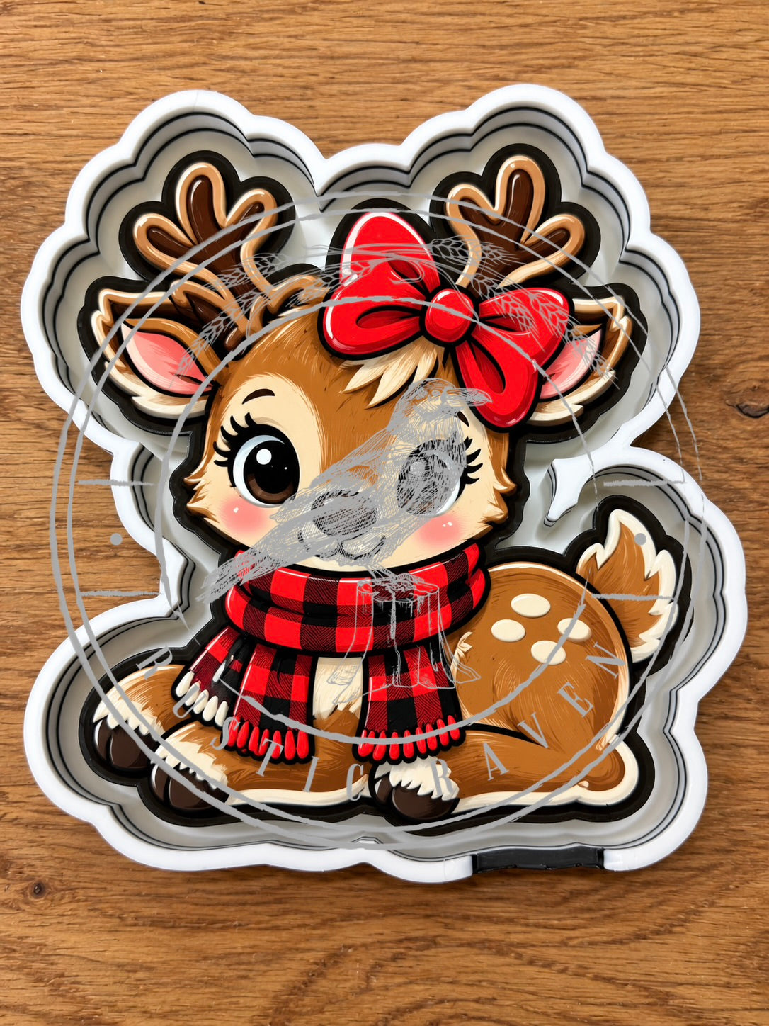 #531 Rosey Reindeer Bow Scarf Deer Christmas Freshie Mold Exclusive