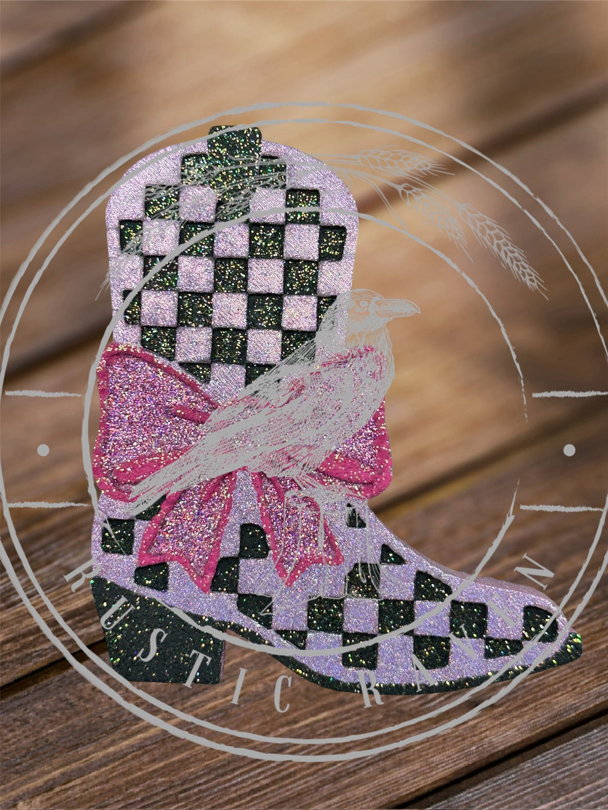 #175 Western Boot Checkered Bow Cowgirl Exclusive Freshie Mold