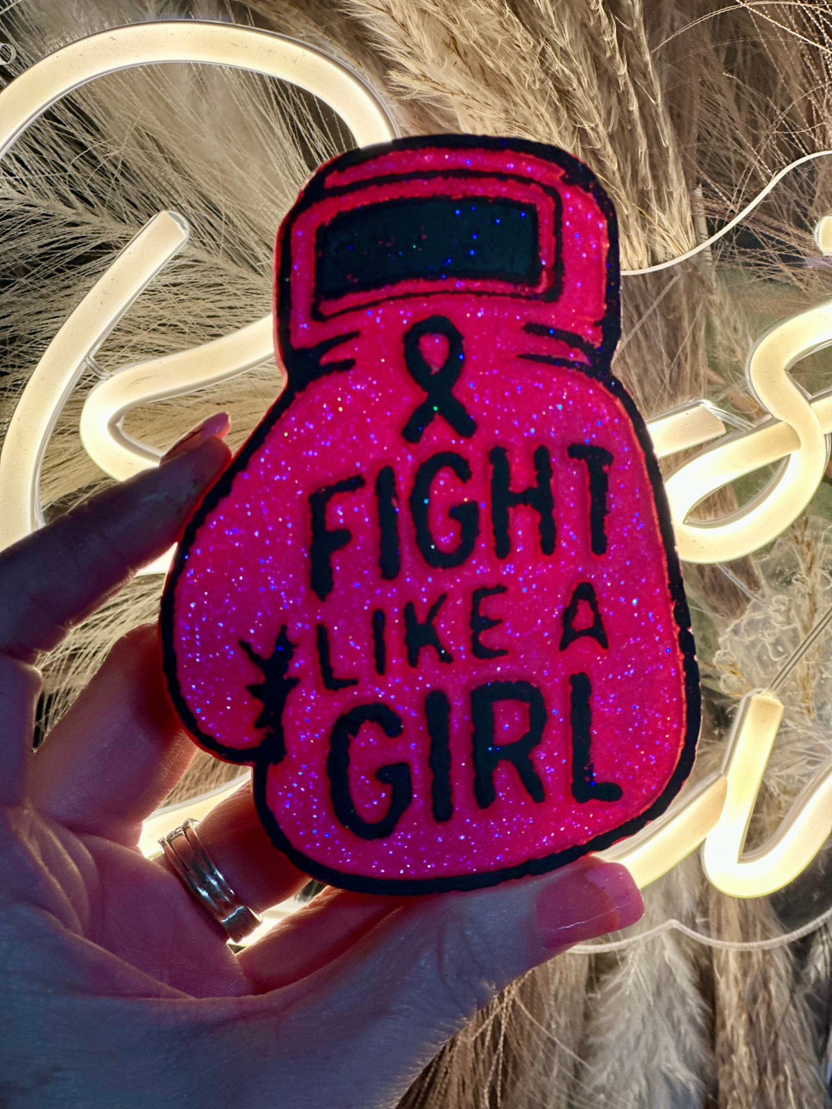 #163 Cancer Awareness Glove Freshie Mold Exclusive