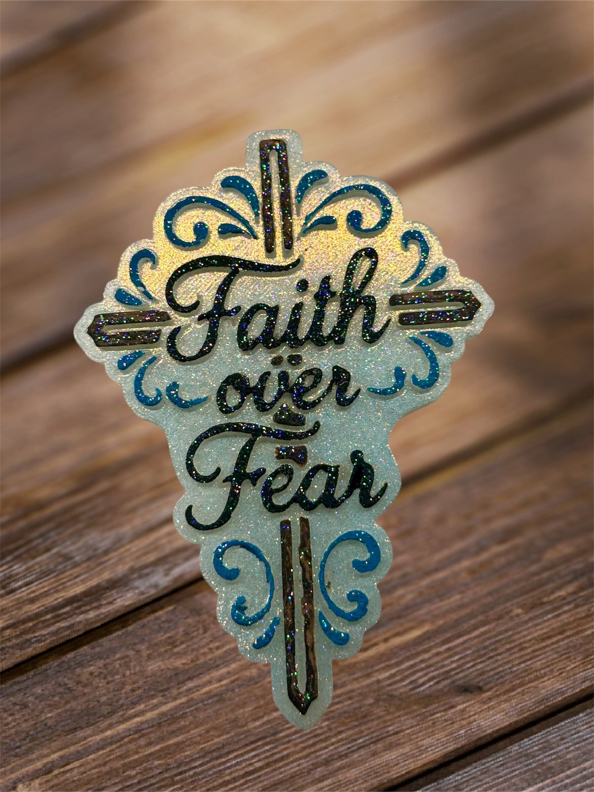 #167 Cross Faith Over Fear Freshie Mold Exclamation