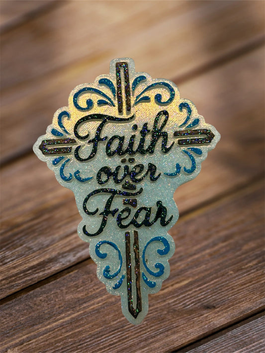 #167 Cross Faith Over Fear Freshie Mold Exclamation