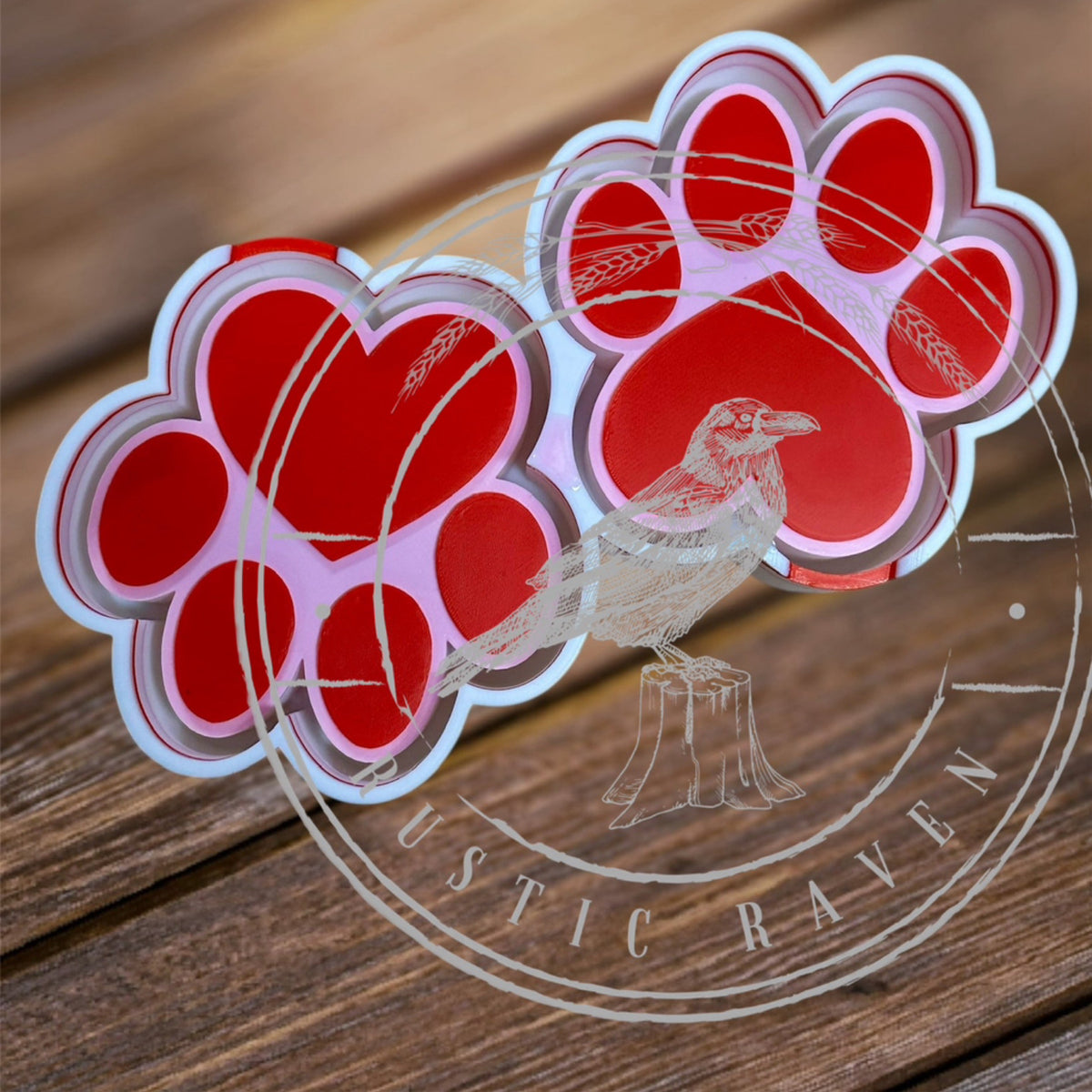 #125 Valentines Pet Paw Prints Heart Dog Cat Vent 3" Freshie Mold Exclusive