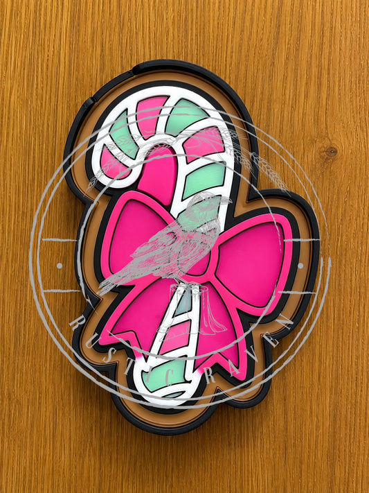 #504 Candy Cane Bow Christmas Winter Freshie Mold Exclusive Can be used with Leopard & Lace Cardstock