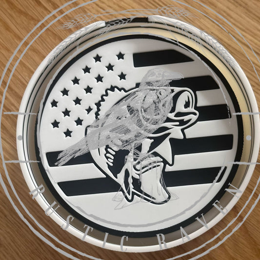 #288 Men Man America Flag Patriotic Circle Bass Fish Freshie Mold Exclusive