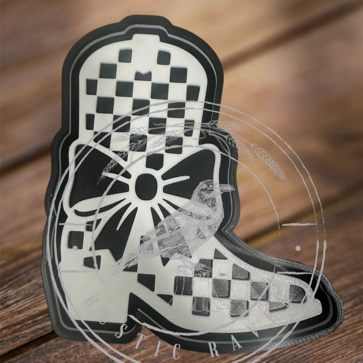 #175 Western Boot Checkered Bow Cowgirl Exclusive Freshie Mold