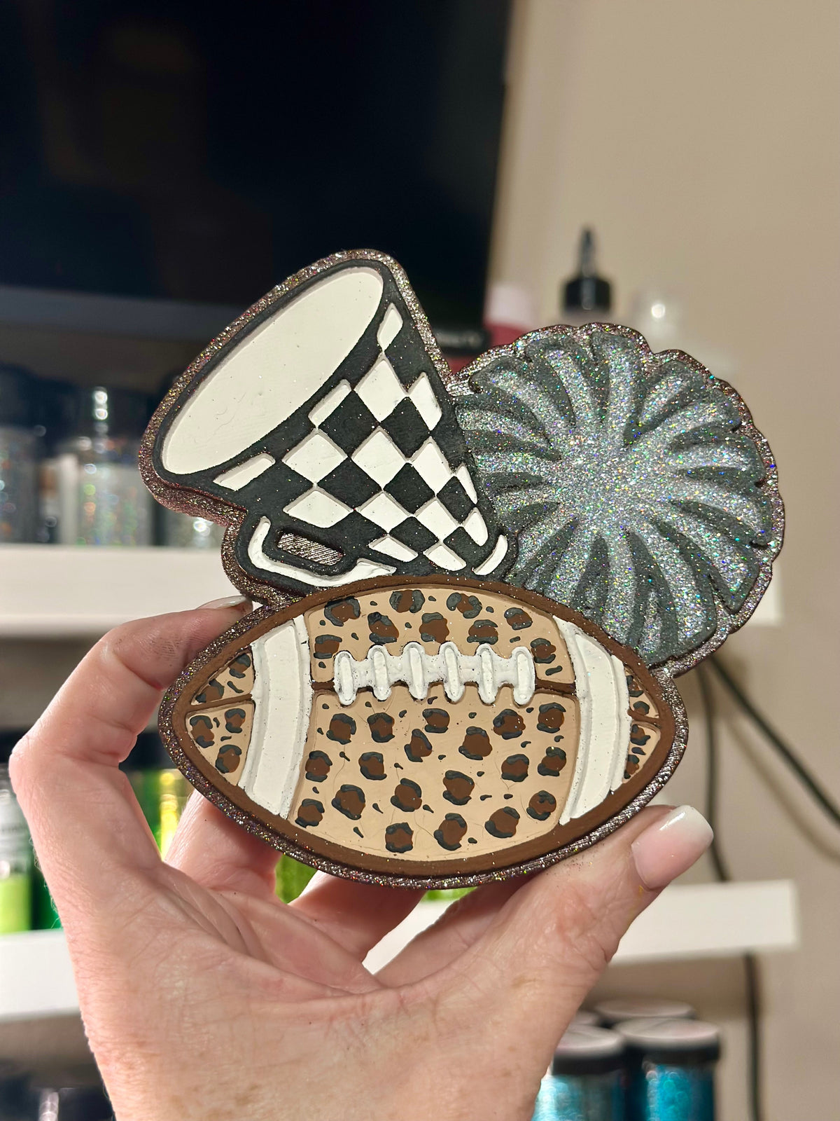 #278 Football Cheer Checkers Game Day Freshie Mold Exclusive