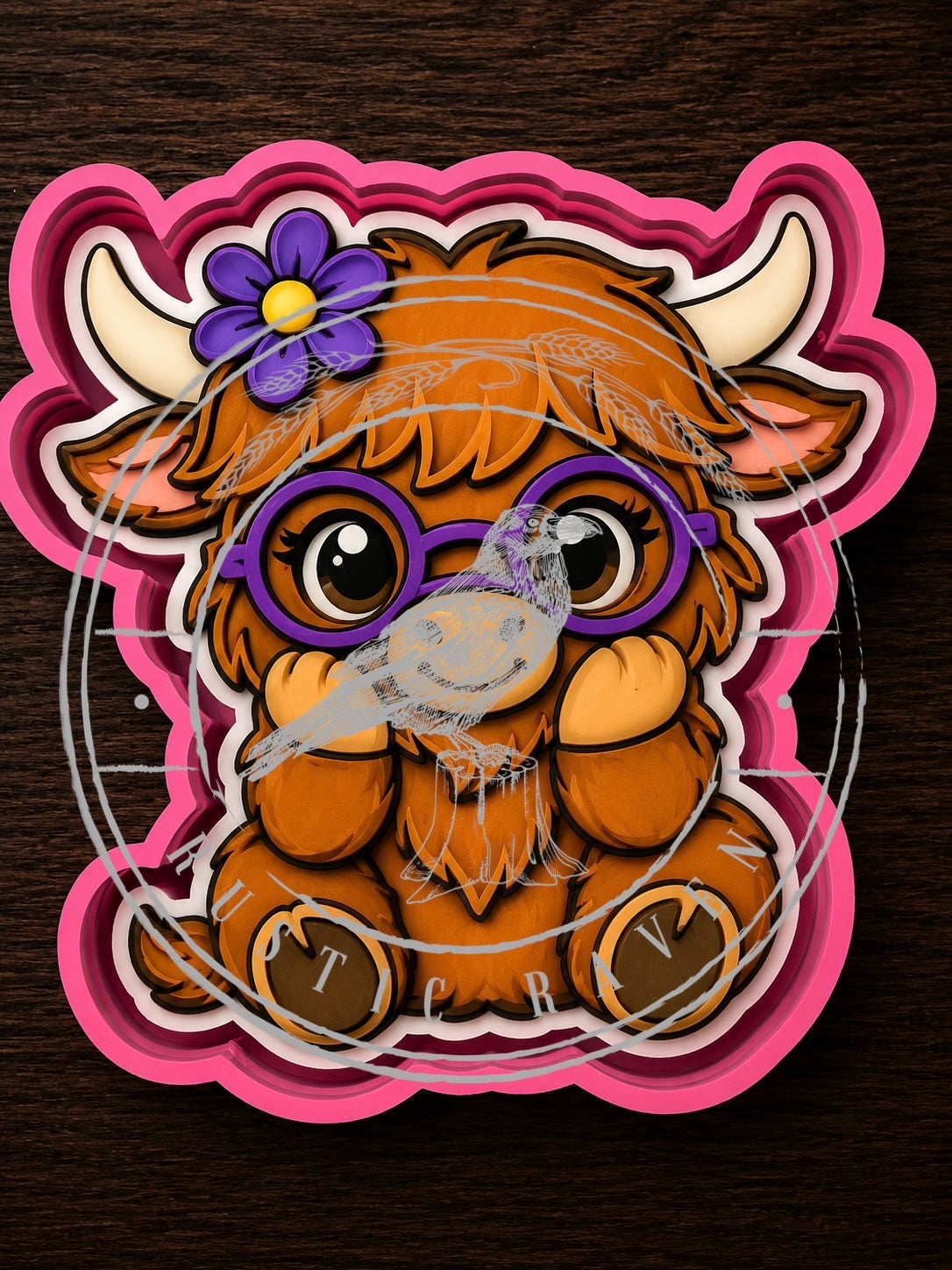 #464 Daisy Mae Highland Cow Glasses Freshie Mold Exclusive