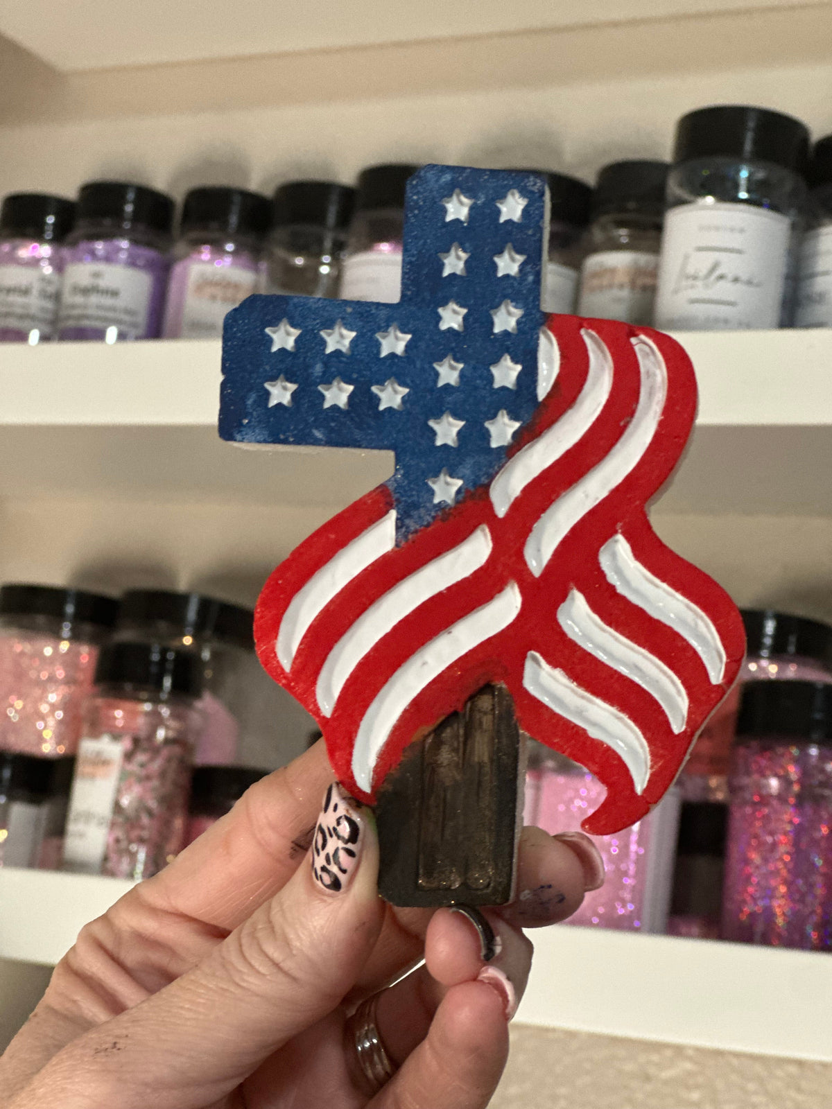 #168 Cross American Flag Freshie Mold Exclusive