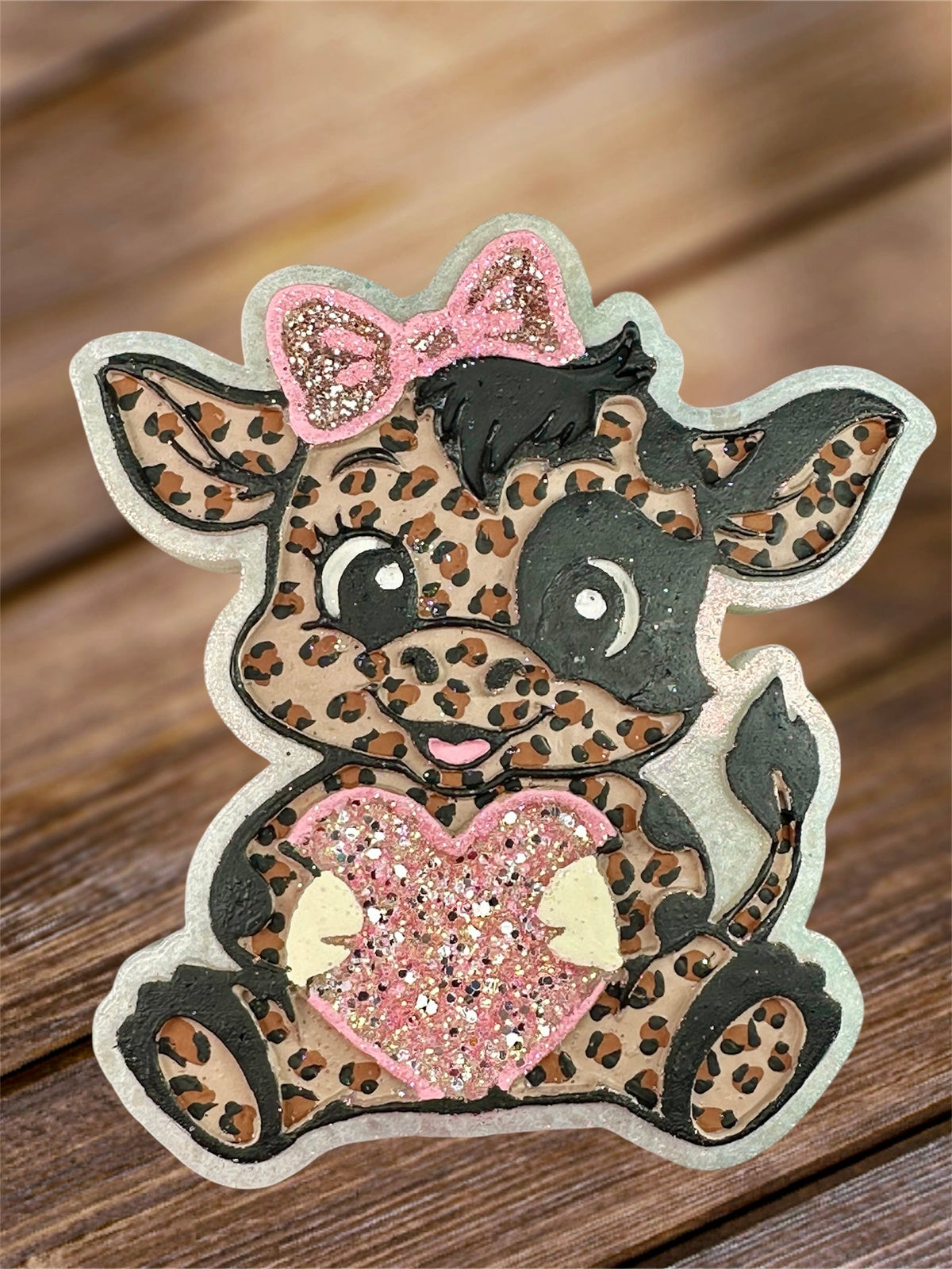 #117 Valentines Cow Heart With Bow Freshie Mold Exclusive