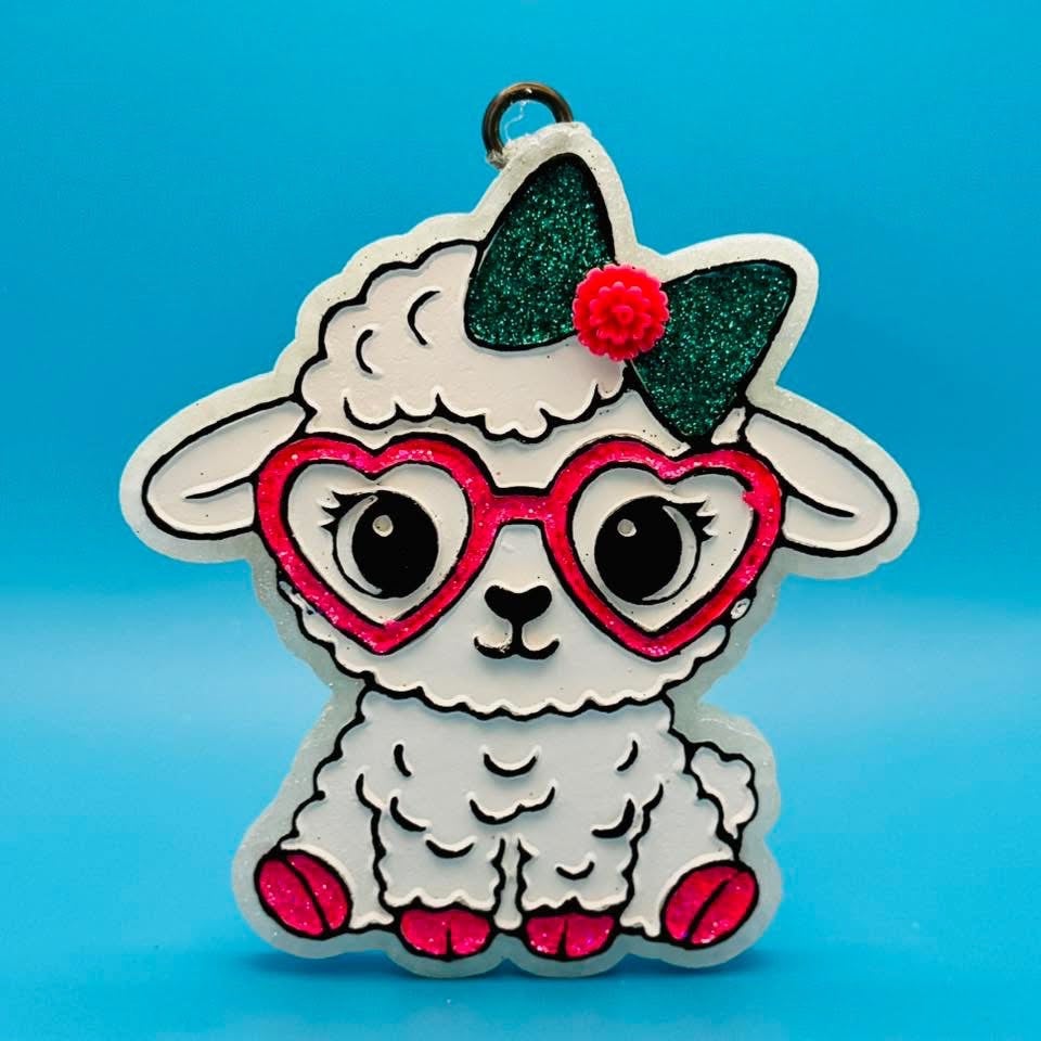 #124 Valentines Lamb Sheep Heart Glasses Freshie Mold Exclusive