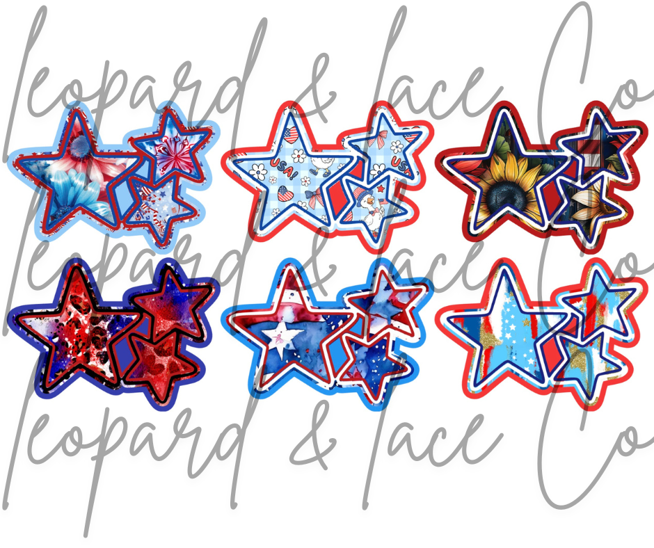 #365 American Patriotic Stars Freshie Mold Exclusive Can Be Used With Leopard & Lace Cardstock