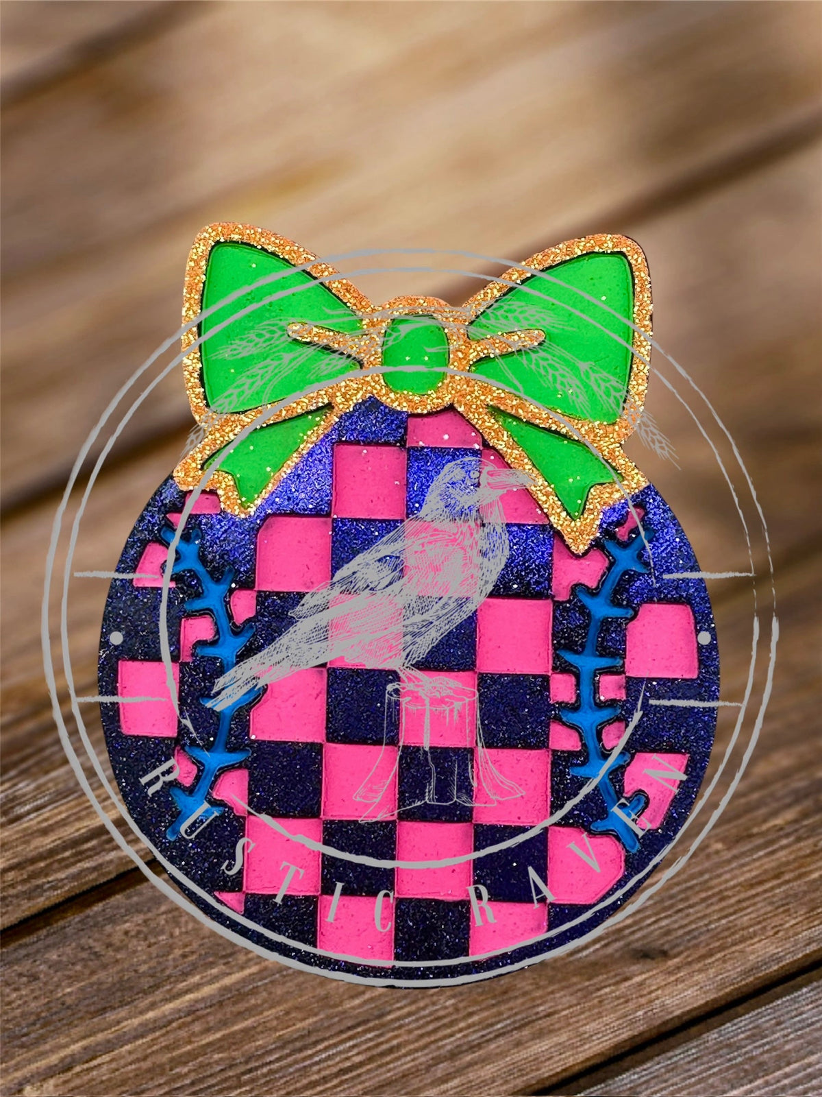 #281 GameDay Checkered Bow Baseball Sports Freshie Mold Exclusive
